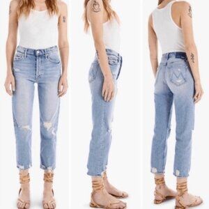 Mother Superior Jeans- Tomcat High Rise Cropped Straight Jeans in The Confession